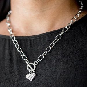Paparazzi Jewelry - Harvard Hearts - White Rhinestone Necklace Set Paparazzi Jewelry - Harvard Hearts - White Rhinestone Necklace Set